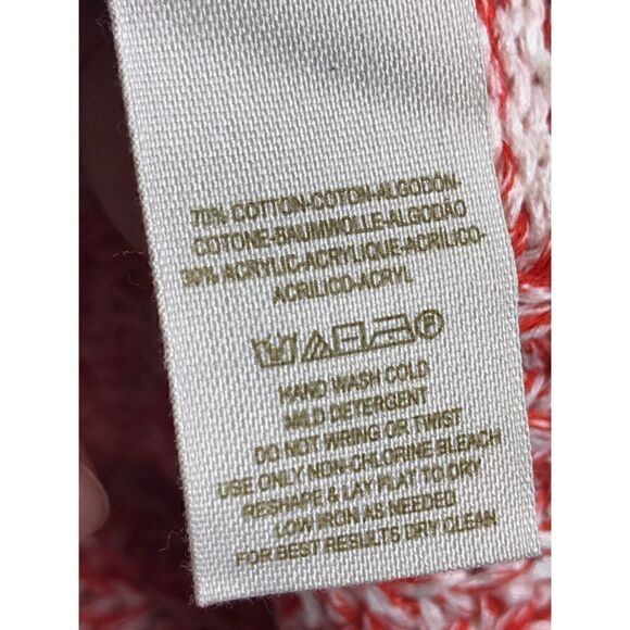 Free People Cable Knit Red White Sweater Size Medium - Picture 7 of 7